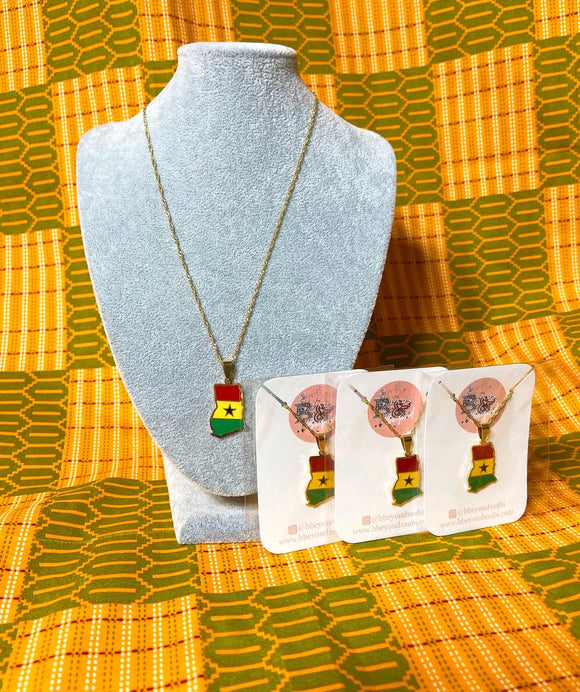 Ghana Map Necklace (Stainless Steel)