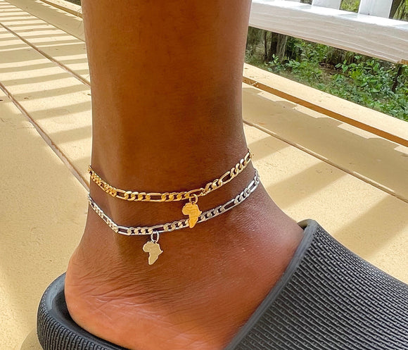 Africa Map Anklet (Stainless Steel)