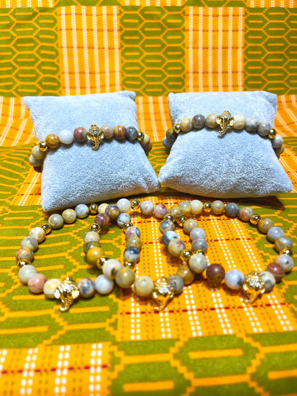 Golden Elephant Beaded Bracelet