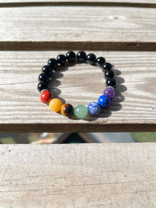 Chakra Beaded Bracelet (Pink, Black)