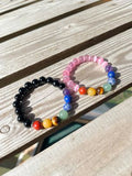 Chakra Beaded Bracelet (Pink, Black)